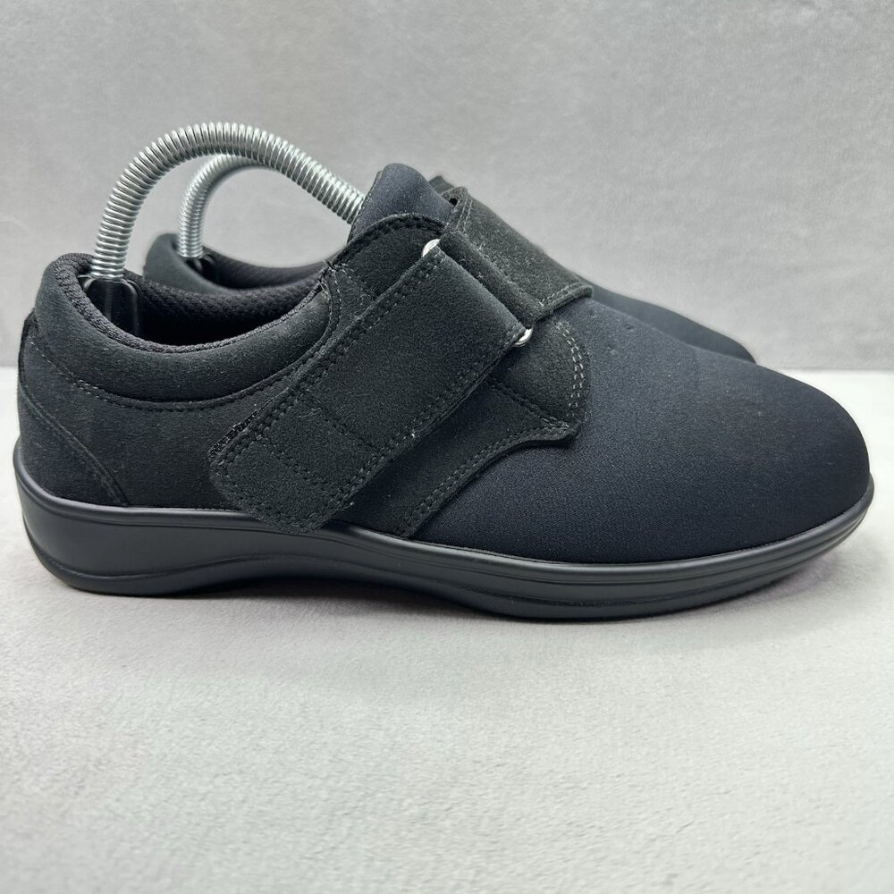 OrthoFeet 825‎ Wichita Womens Size 8 (4E) Shoes Black Orthopedic Monk Strap WIDE